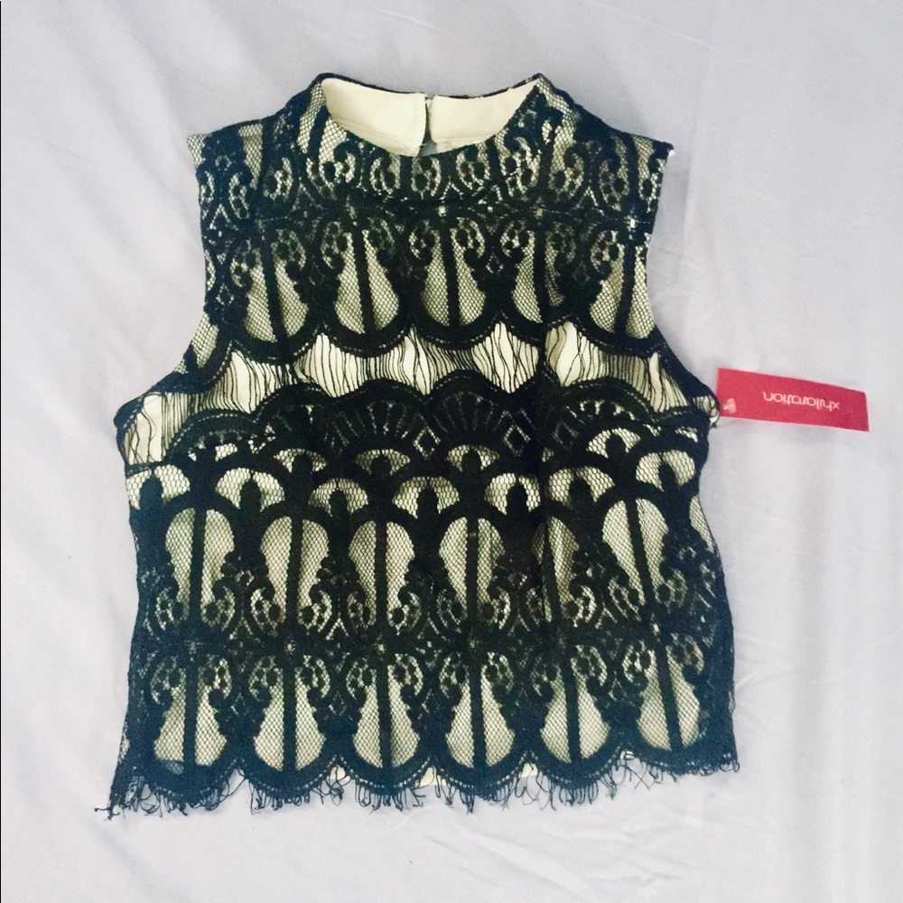 Black Lace Halter Neck Crop Top